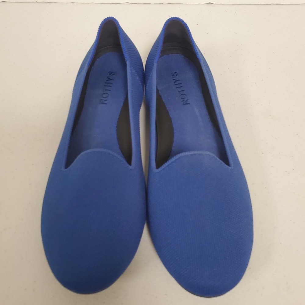 Rothy Womens Almond Toe Loafer Knit Flats Size 8.5 Blue Fisherman Nautical Work - Picture 4 of 13